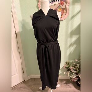 Chic Black Midi Dress with Belt